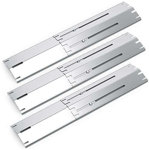 Coisien Universal Plaque chauffante 34 à 53,3 cm,Pièces réglable adaptées à la Plupart des modèles de Gril à gaz,echange Universelle pour diffuseur de Chaleur (3, Acier Inoxydable)