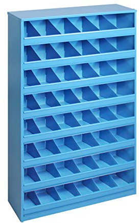 1a-TopStore XXL Profi Schüttenregal mit 48 Fächern aus stabilem Stahlblech, 85x50x12,5 cm, Wandregal, Sichtlagerregal, Lagersystem, Werkstatt (blau)