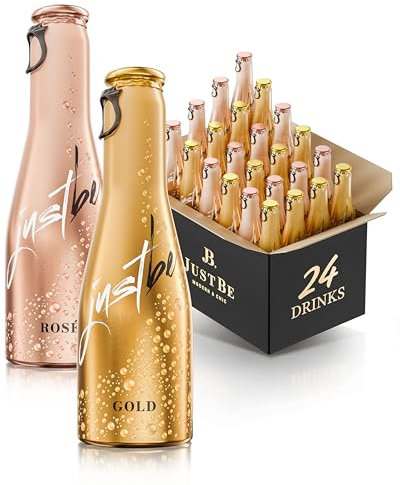 JustBe Gold & Rosé | Piccolo frizzante l Prickelnder Premium Weiss- & Rosé-Wein (Gold & Rosé, 24 x 0,2l)