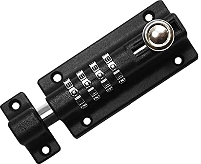 SISAV Combi-Bolt,Combination Locking Bolt,Set Your Own Code,Thicken Solid Zinc Alloy,Home Reinforcement,Iron Gates,barns,Fences,childproofing,cupboards,Workshop,1Pack,Black