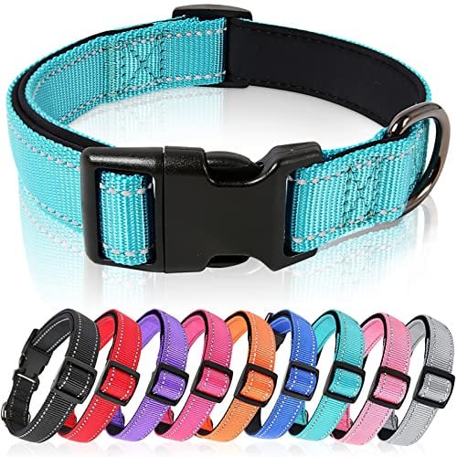 HEELE Dog Collar, Reflective Dog Collar, Soft Neoprene Padded Breathable Nylon Pet Collar Adjustable for Puppy Small Dogs, Sky-Blue, XS(20-30cm)
