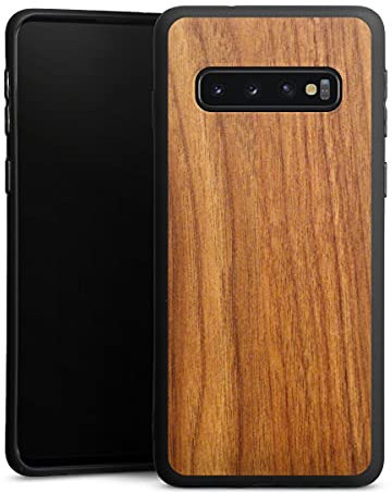 DeinDesign Premium Silikon Hülle kompatibel mit Samsung Galaxy S10 Handyhülle schwarz Case Holzoptik Lärche Holz