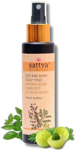 Sattva Henna & Amla Haar-Tonikum – Intensive Haarpflege für Glanz und Geschmeidigkeit, Beruhigt Trockene und Juckende Kopfhaut, Förderung des Haarwuchses, Orientalischer Duft, Haarwasser Alkoholfrei