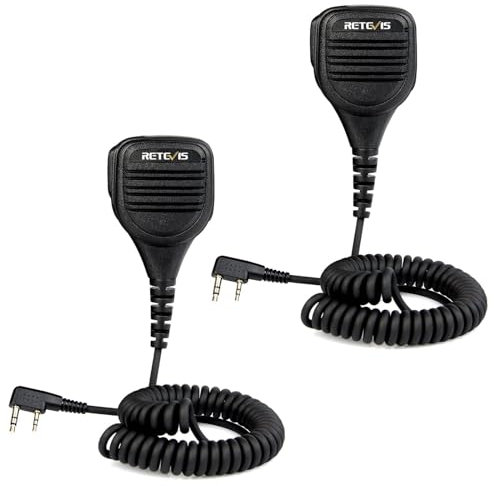 Retevis Microfono per Altoparlante a Distanza, Microfono a Spalla a 2 Pin, Compatibile con Walkie Talkies RT24 RT27 RT28 RT618 Baofeng UV-5R BF-888S Kenwood, Microfono per Altoparlante Radio (2 Pz)