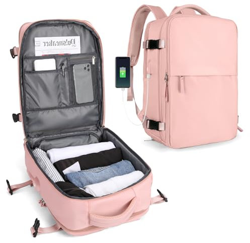 SZLX Zaino Ryanair Donna Zaino da Viaggio Aereo Bagaglio a Mano per Easyjet Borse da Cabina Impermeabile Uomo con Porta Scarpe e USB Adatto a PC da 14 pollici per Scuola Trekking Lavoro