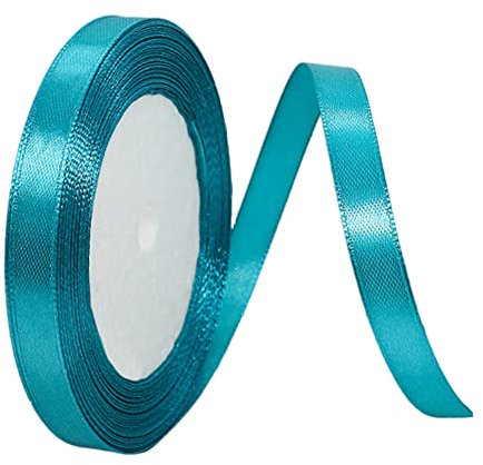 Ruban Satin Bleu Paon Fin 10mm,22m Polyester Ruban Satin,Ruban Cadeau Emballage,Ruban Noel Ruban Tissu pour Ballon,Couture,Nœuds,Artisanat,Bouquet,Décoration de Mariage,Voitures,Anniversaire,Gâteau