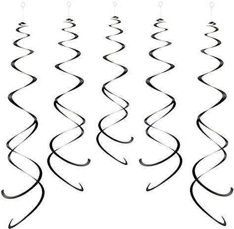 GAKA FAVOR 30 Stück Wirbel Deko Schwarzer Spiralen Girlande Folien Deckenhänger DoppelSpiral Deko für Geburtstag, Hochzeit, Silvester oder Karneval Partydeko