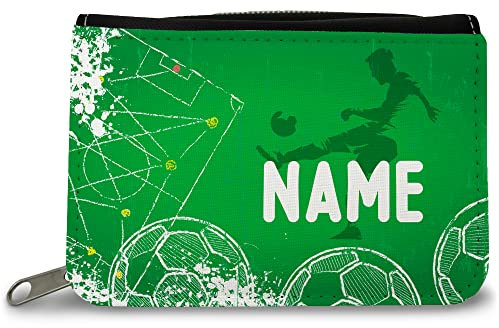 GRAVURZEILE Bedruckte Geldbörse - Fußball Design - Personalisiert mit Name - Geschenk für Kinder & Teenager für Taschengeld Fahrkarte - für Jungen Mädchen Schüler zum Geburtstag Einschulung