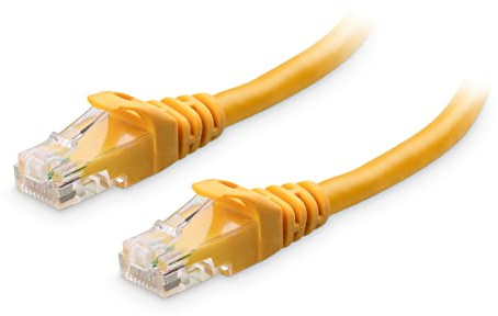 Cable Matters 10Gbps Snagless Cat 6 Ethernet Cable, 25ft, Yellow | 24 AWG Bare Copper, Gold-Plated RJ45, PoE++, 550MHz Bandwidth, Cat6 Cable, Ethernet Cord