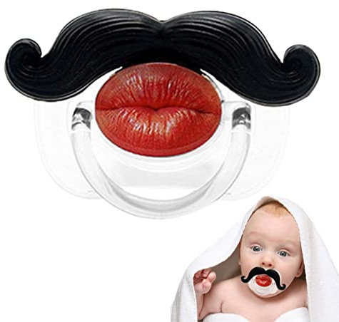 vincente Küssbarer Schnurrbart-Schnuller - Lustige kieferorthopädische Schnurrbart-Schnuller - Weicher und sicherer Silikon-Schnuller für Babys und Kleinkinder, Unisex
