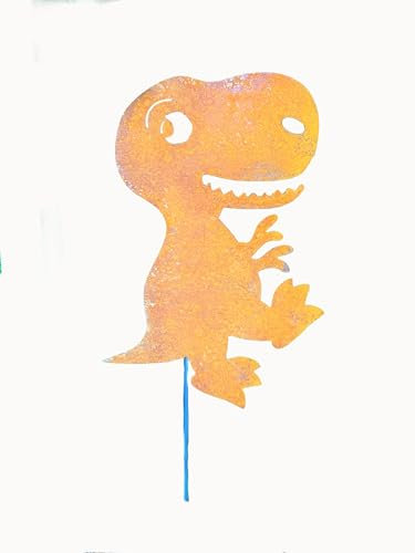 Edelrost Dino, Gartenstecker, Rost, Metall, Gartendeko, Geschenk, mit Stab