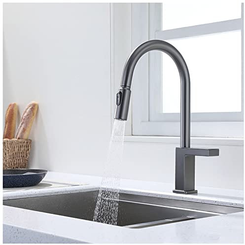 Ksunun Grifo Cocina Extraible, Grifos Cocina Fregadero Monomando Con 3 Modos De Rociador, Grifo De Cocina Gris Con Pantalla De Temperatura, CañO Alto Giratorio 360 °, Grifo Para Cocina Extensible