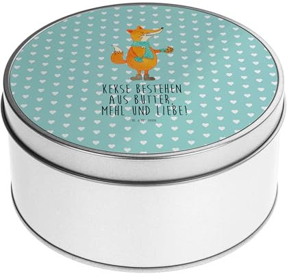 Mr. & Mrs. Panda Blechdose rund Fuchs Keks - Geschenk, Weihnachtsliebe, Plätzchen, Metalldose Mit Deckel, Runde Dose Mit Klappdeckel, Füchse,