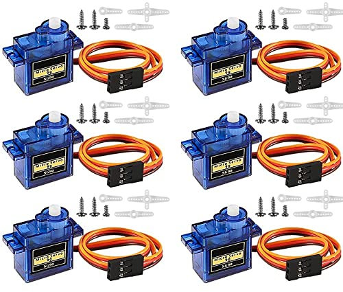 Greluma 6 Pièces Micro Servo Moteur, Mini Servo 9g Servo Kit Compatible avec RC Hélicoptère Avion Voiture Bateau Robot Contrôle