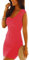 JFAN Robes Casual Femme Col en V Robe D'Été pour Femmes Jupes Courtes sans Manches Plage dé Contracté Sangle Stretch Mini Robe Rose, M