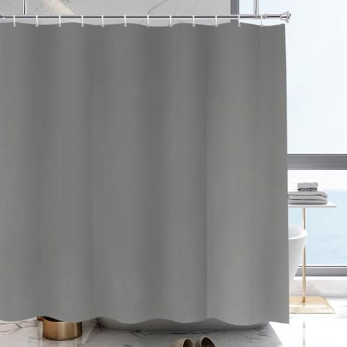 YISURE Duschvorhang 200x220 Hellgrau Textil für badewanne Waschbar, Breite 200 x Höhe 220cm