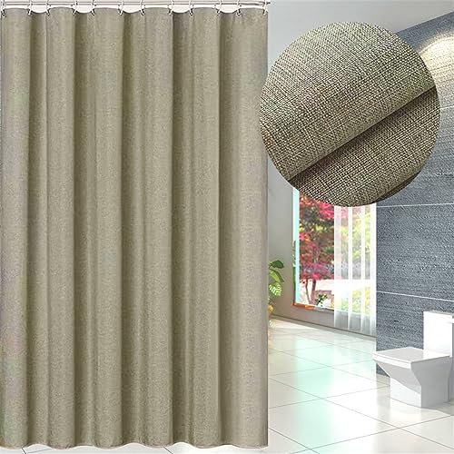 Lifup Rideau de Douche, Anti Moisissure, Imperméable Rideau de Baignoire en Polyester avec Crochets, Rideau Salle de Bain pour Baignoire Cabine de Douche Kaki 220 x 200 cm