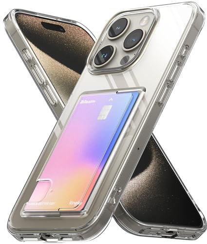 Ringke Fusion Card Case Kompatibel mit iPhone 15 Pro Hülle, Durchsichtige Handyhülle mit Handy Kartenhalter Kartenfach Handy Wallet Hülle für iPhone 15 Pro 6,1 - Clear
