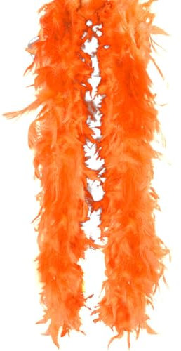 Flauschige Federboa zum Basteln, Federboa,Länge 200cm,Feder-Schal,Turkeyfeder Verkleidungszubehör,Halloween-Handwerk,Hochzeitsdekoration,Federstola Federschal Kostüm Karneval Mottoparty,orange