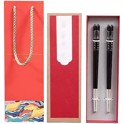 BBAUER Metal Chopsticks chop Sticks Chopsticks reusableHousehold Sterling Silver Chopsticks, 2 Pairs of Dragon and Phoenix Chopsticks Set(Color:B,Size:)