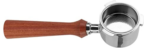 Coffee Portafilter, 51mm Bottomless Coffee Portafilter with Solid Wood Handle 3 Ears Single Layer Portafilter Coffee Machine Bottomless Filter for Delonghi (F Jacoranda)