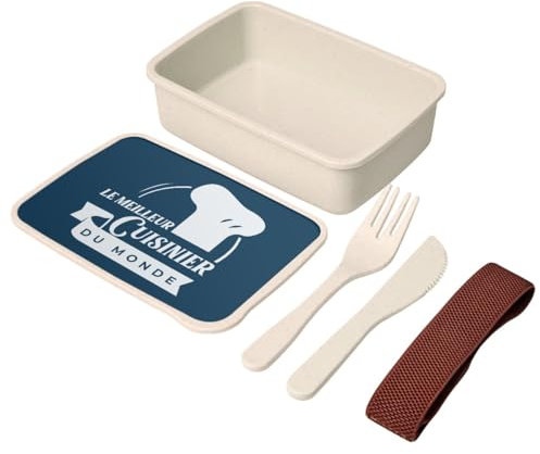 Fabulous Lunch Box Lunchbox mit Besteck, Blau – Le Meilleur Cuisinier du Monde Cuisine Chef Papa – 700 ml