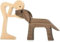 Jognee Handgefertigte Holzstatue, Welpen-Holzschnitz-Ornamente, herzerwärmendes Geschenk für Hundeliebhaber, Bastelfigur, Holz, kleine Dekorationen für Zuhause, Büro, Wohnzimmer (C – Männer + Hund)