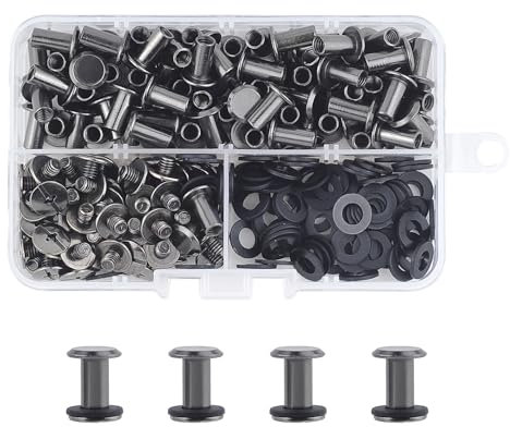 JJWNMLL 80 Sets Chicago Schraubpfosten, Niet Chicago Bindeschrauben, Metallniete Ersatz Reparatur für Taschen, Halsband, Geschirr, Gepäck, Geldbörse, Hundeleine, Rucksack, Gürtel
