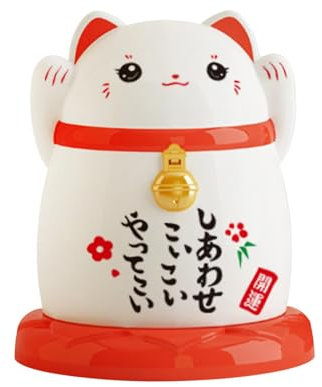 Caja de Palillos de Dientes, Estuche de Almacenamiento de Bastoncillos de China, Gato de La, Decorativo, Duradero, Dispensador de Palillos, SOP, Blanco, Individual