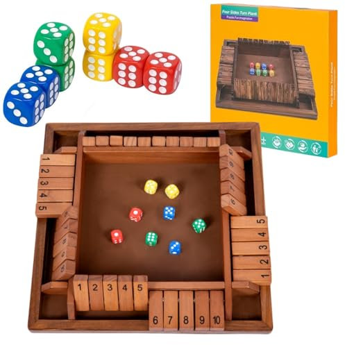 WDMJxar Shut The Box Würfelspiel, 2-4 Spieler Familie Holzbrett Tisch Mathe, 8 Würfel Klassische Tischspiele für Klassenzimmer, Zuhause, Party oder Kneipe (Retro)