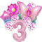 DazzJoy Schmetterlinge Deko 3. Geburtstag Mädchen, Schmetterling Luftballon 3. Geburtstag, Schmetterling Folienballon Deko 3 Geburtstag Mädchen, Schmetterling Ballon Geburtstagsdeko 3 Jahre Mädchen
