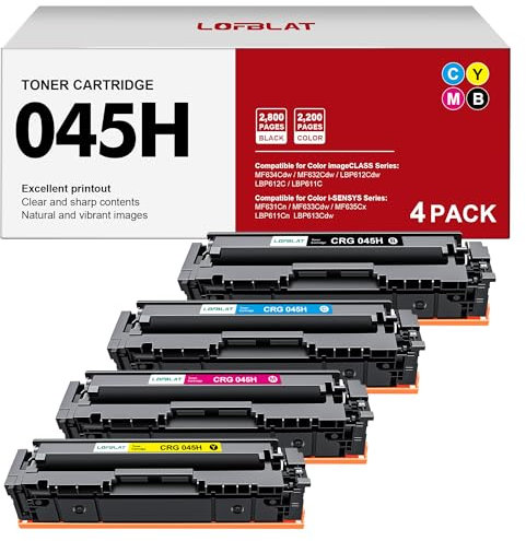LOFBLAT 045H 045 Tonerkartusche, Ersatz für Canon 045H 045 CRG-045H Multipack i-SENSYS MF635cx MF633cdw LBP613cdw MF631cn LBP611cn MF632cdw MF634cdw MF636cdwt Image Class LBP612cd (4er-Pack,045H 045)