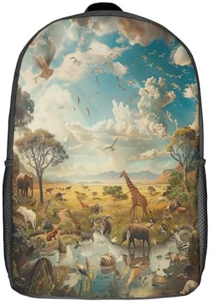 VesFy Waldtiere Kinderrucksack Tiers Schultaschen Casual Daypack Buchtasche Reiserucksäcke Für Schüler Erwachsene 17inch