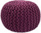Abato Pouf Ø 55 cm Sitzpouf Strickhocker Sitzpouf Bodenkissen nachhaltig Grobstrick Optik, extra stabil, passend für jeden Wohnraum, fair gehandelt, 100% Baumwolle Naturmaterial (violett)