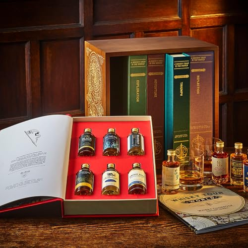 A Whisky Tour of the World, 2024 Limited Edition Gift Pack, 24 x 50ml Premium Whiskies, 2 x Whisky Tumblers and Illustrated Book with Tasting Notes