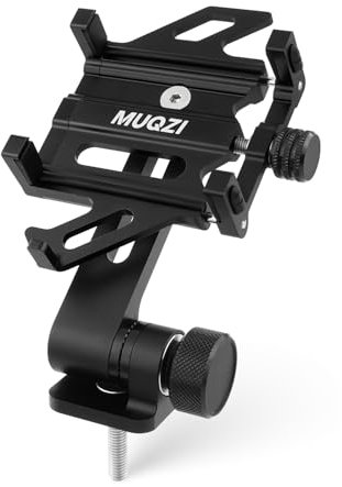 MUQZI Bike Phone Mount Stem, Adjustable Bicycle Phone Headset Mount Fits for 1-1/8 28.6mm Fork, Road Mountain Bike Cell Phone Holder for 14 13 12 Pro Max & All 4.5'' - 7 Smartphones, Black