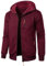 Aoouekul Herren Hoodie Sweatjacke Langarm Pullover Zip Kapuzenpullover Sweatshirts Mode Kapuzenjacke Männer Kapuzenpulli mit Reißverschluss Sport Style Casual (Weinrot,L)