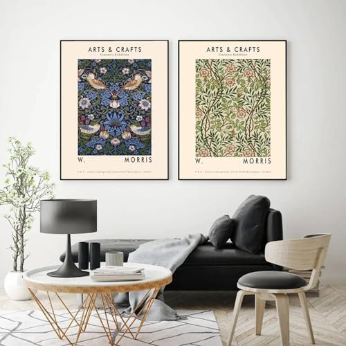 GOSRD Blumenplakat, Wandkunst, Leinwandgemälde, grüne Pflanze, nordische Plakate und Drucke, Dekorbild, moderne Heimdekoration, 50 x 70 cm, 2 Stück, ohne Rahmen