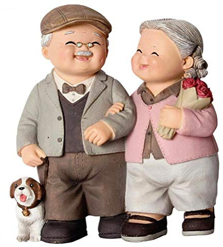 Greensen Liebevolle ältere Paare Ältere Paar Figuren Oma und Opa Figuren für Hochzeit Jubiläum Valentinstag Kuchen Topper Party Dekoration 11 x 12 cm (Alles klar)