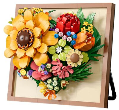 DAHONPA Sunflower Wall Art Building Block Set, Bouquet Building Kit for Girls with 781 Pieces, Creator Roses, Flowers Set, Creative Home & Bedroom Decor, Gift for Adults and Kids