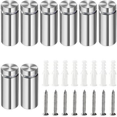 Lyeteung 8 Stücke 16×40 mm Schilder Abstandshalter, Edelstahl Schilderhalter Werbeschraube, Werbung Schrauben Abstandshalter, Glasabstandsbolzen mit Schrauben und Spreizrohr, für Schilder Displays