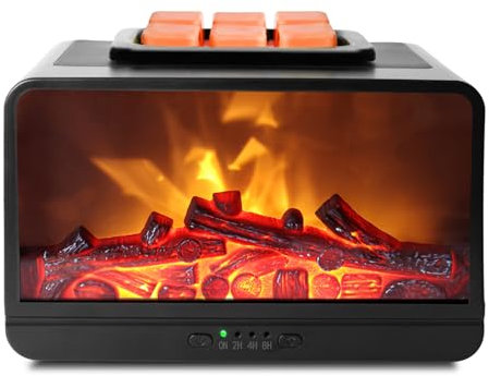 Wax Melt Warmer - 3D Dynamic Flame Fireplace Wax Warmer Electric Wax Burner, Wax Melter for Scented Wax with 4 Timer Auto Shut Off PTC Heating Oil Burner for Home Fragrance Office Decor Gift