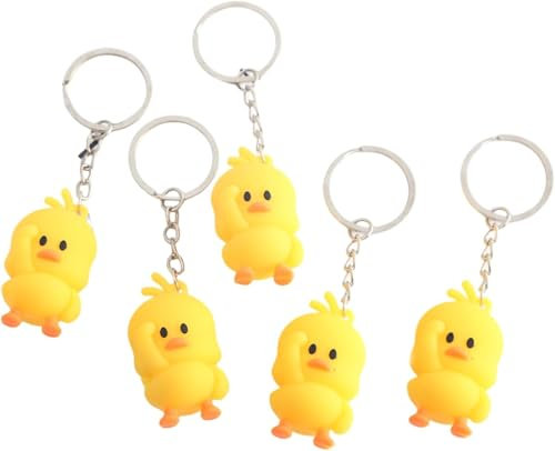 Damaiyyy Kunststoff Ente Schlüsselanhänger, Mini Ducky Keychain 5pcs Schlüsselanhänger Ring Mode Personality Keyring für Freundin Bag Charm/Weihnachten/Valentinstag/Geburtstagsgeschenk