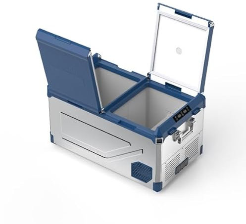 AAOBOSI Kühlbox Kompressor 75L,Kompressor Kühlbox Dual Zone bis -20℃,Edelstahlgehäuse & Aluminium-Innenausstattung,Kompressor Kühlbox für Auto, Boot, Camping und Geländefahrt