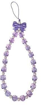 Phone Charm, Beaded Phone Bracelet Strap, Pink, Purple Pearl Bow and black Charms, Mobile Wrist Straps for Girls Women Handheld Women Bag Gifts For Family, Friends,