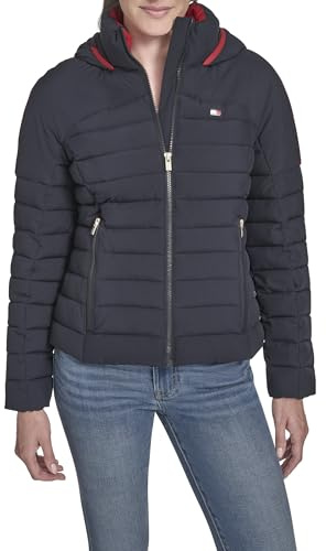 Tommy Hilfiger Damen Solid Hooded Packable Coat Jacket Oberbekleidung (1er Pack)
