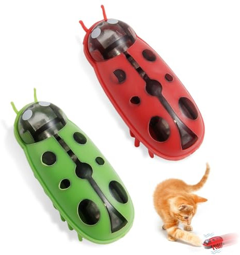 WUIOWPPIC 2 Stück Mini Käfer, Elektrischer KäferKatzenspielzeug Käfer, Interaktives Katzenspielzeug Kakerlakak Ersatz Kakerlake Interaktives Haustierspielzeug für Katzen Training und Spiel