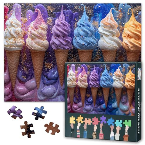 Puzzles for Adults 1000 Pieces - Colorful Ice Cream Wonders Jigsaw Puzzles | Delicious Food Taste Premium 1000 Piece Puzzle for Adults Dessert Home Decor 27.5 x 19.6/70 * 50cm