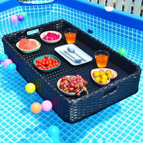 Deluxe schwimmendes Tablett für Pool, Outdoor-Wasserspiel, Obst-Futterteller, für Essen, Whirlpool, Frühstück, stilvolles Frühstückstablett auf dem Wasser, schwimmende Poolbar