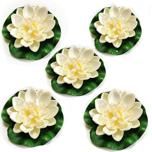 Nénuphar artificiel blanc de 10 cm, petites plantes flottantes en mousse EVA, coussinets réalistes pour décoration extérieure, étang, piscine, aquarium